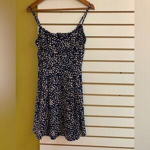 Navy mini sundress for hot days, summer evenings or at the beach.
